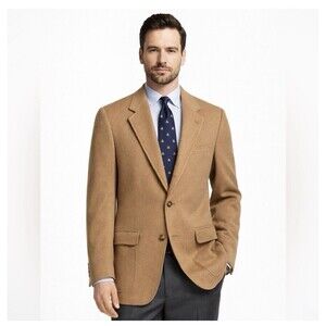 Brooks Brothers Blazer Sport Coat 40R Beige 100% Camel Hair Twill Loro Piana